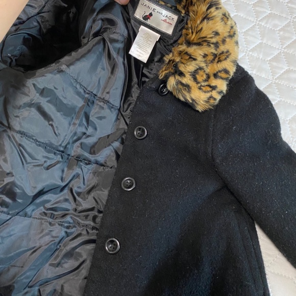 Janie and Jack Collection Pea Coat Fux fur leopard collar SIZE 4/5T - Picture 4 of 10